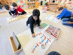 Montessori Student learning reading and spelling